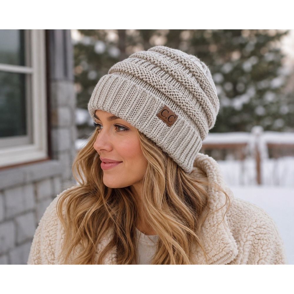C.C Exclusives Beanie Gray Open Knit Textured Slouchy Winter Hat RN 88320
